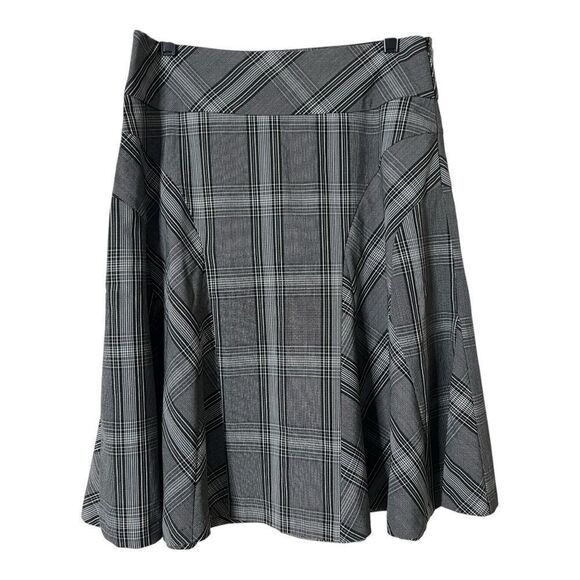 Grace Elements Women’s Black White Plaid A Line Flowy Skirt Size 8 - Picture 2 of 5